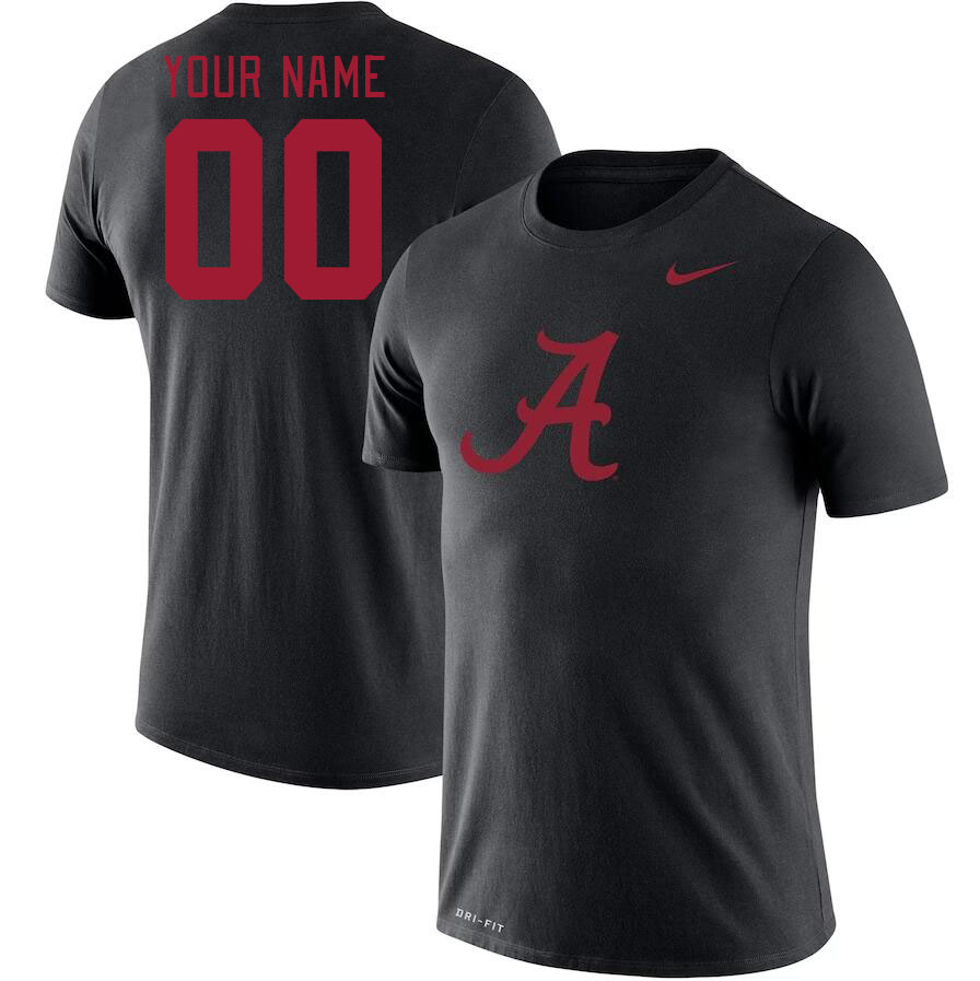 Custom Alabama Crimson Tide Name and Number College Tshirts-Black
